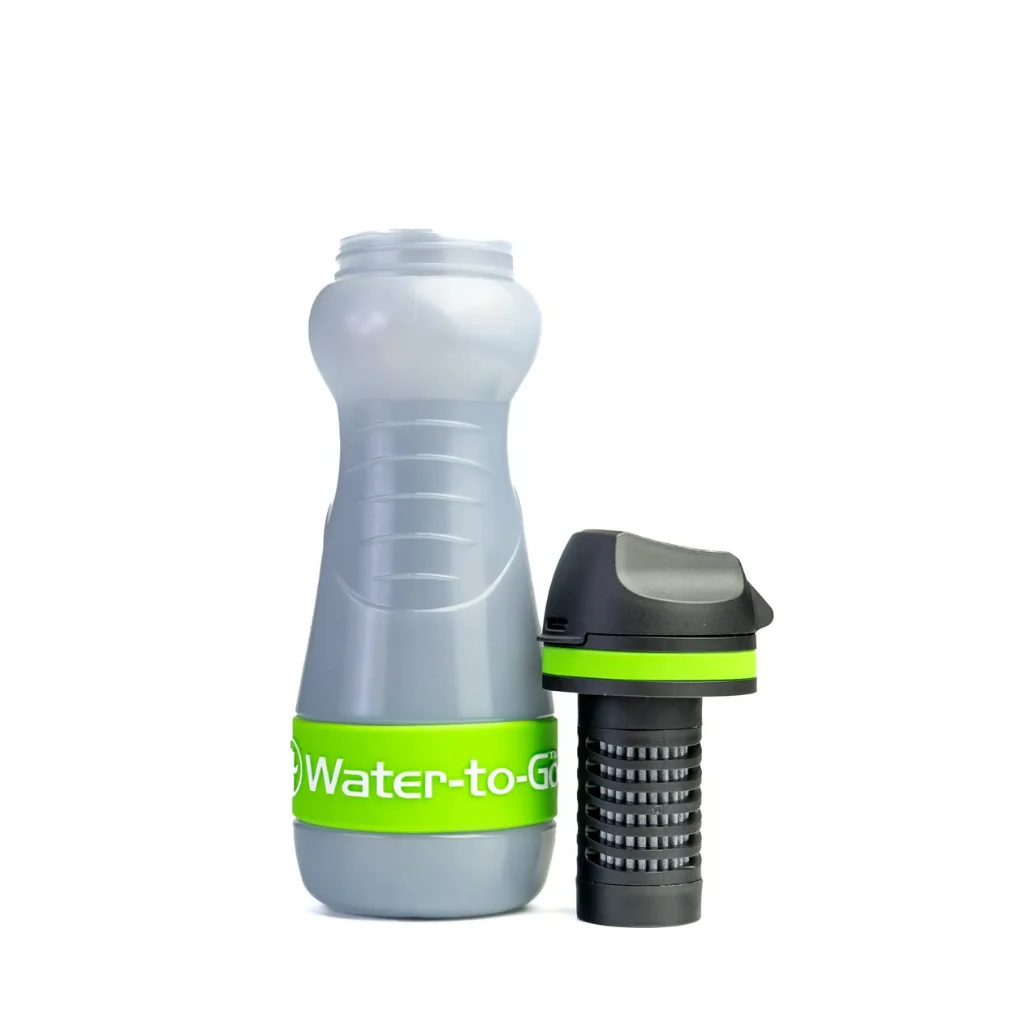 Waterfilter voor noodpakket en noodsituaties – Water-to-Go Eco-Active 55cl in groen met ingebouwd filter in de dop