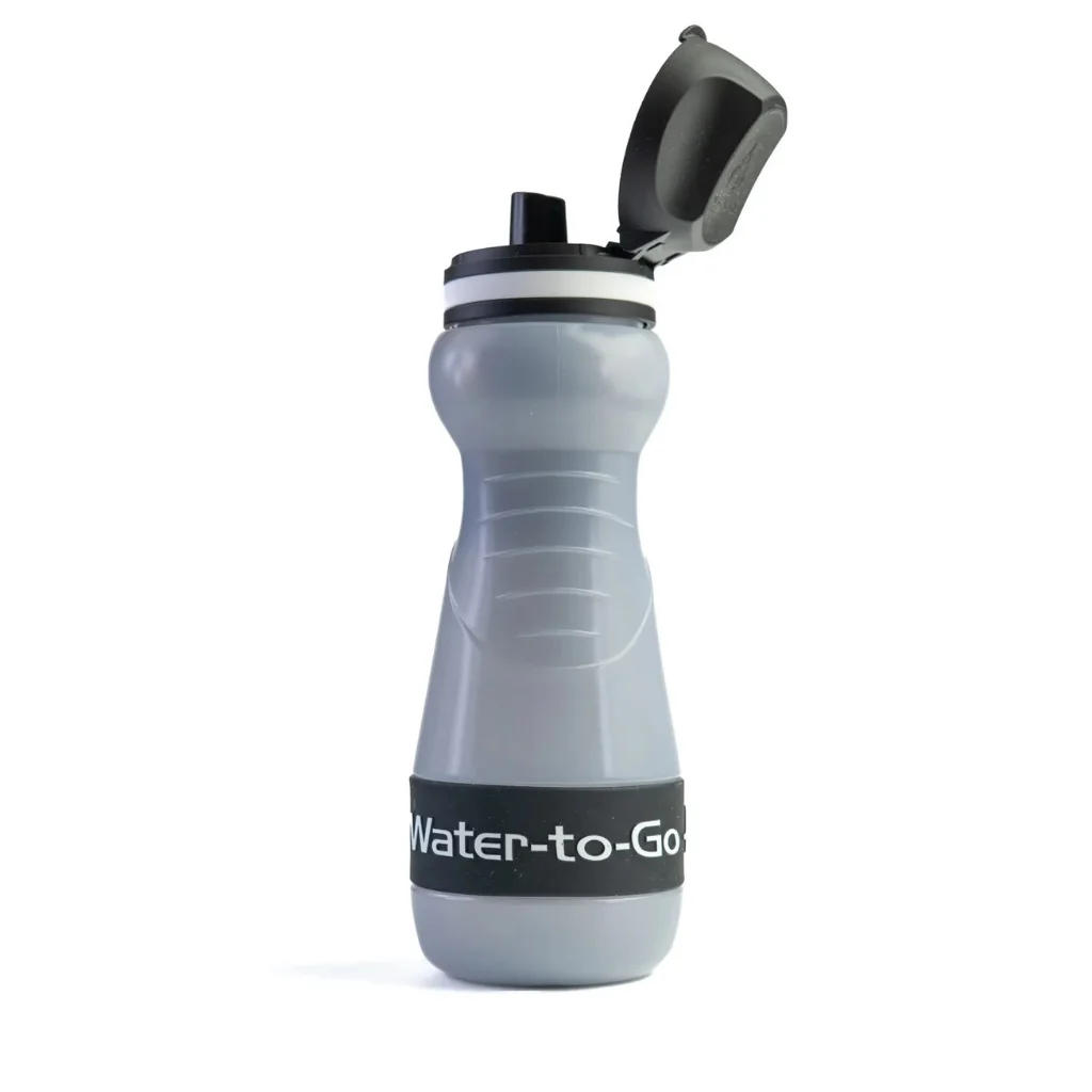 Waterfilter voor noodpakket en noodsituaties – Water-to-Go Eco-Active 55cl in zwart met open dop