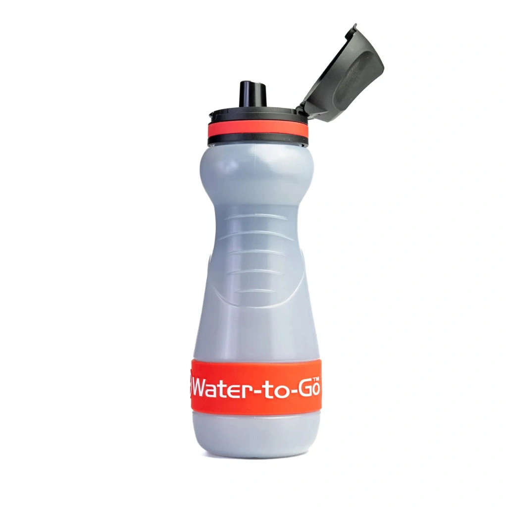 Waterfilter voor noodpakket en noodsituaties – Water-to-Go Eco-Active 55cl in rood met open dop