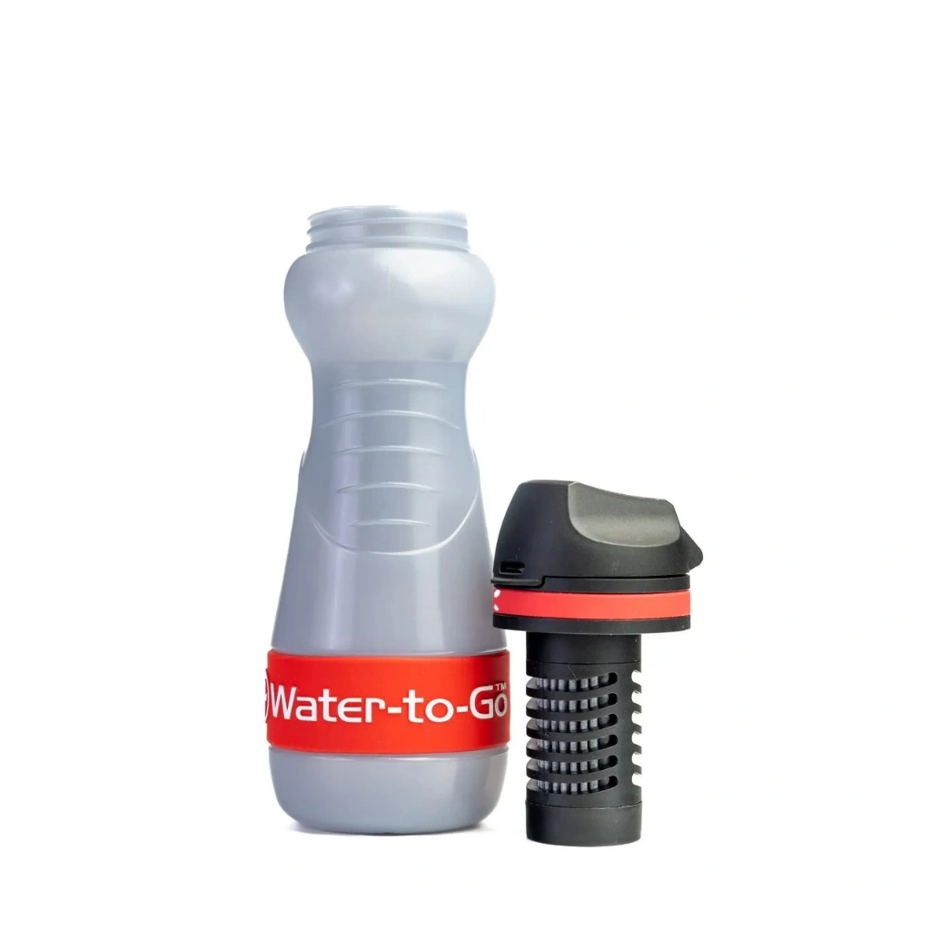 Waterfilter voor noodpakket en noodsituaties – Water-to-Go Eco-Active 55cl in rood met ingebouwd filter in de dop