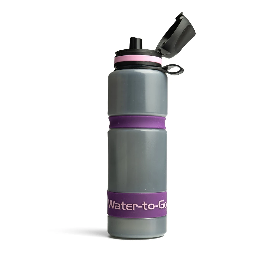 Acai Water-to-Go Eco-Active fles met waterfilter voor outdoor en reizen met open dop
