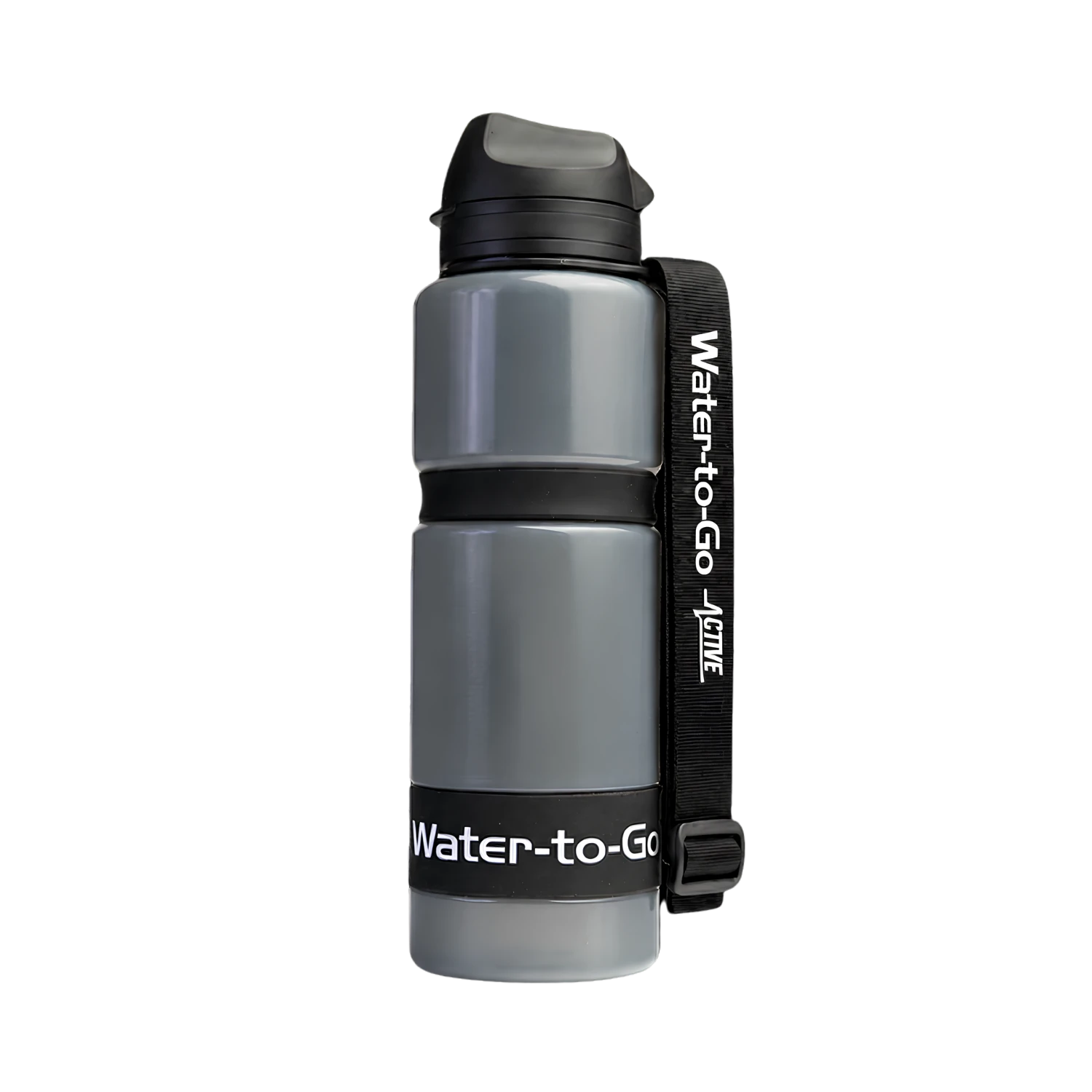 Gourde filtrante Water-to-Go pour les voyages, les activités de plein air et les situations d'urgence, couleur noire