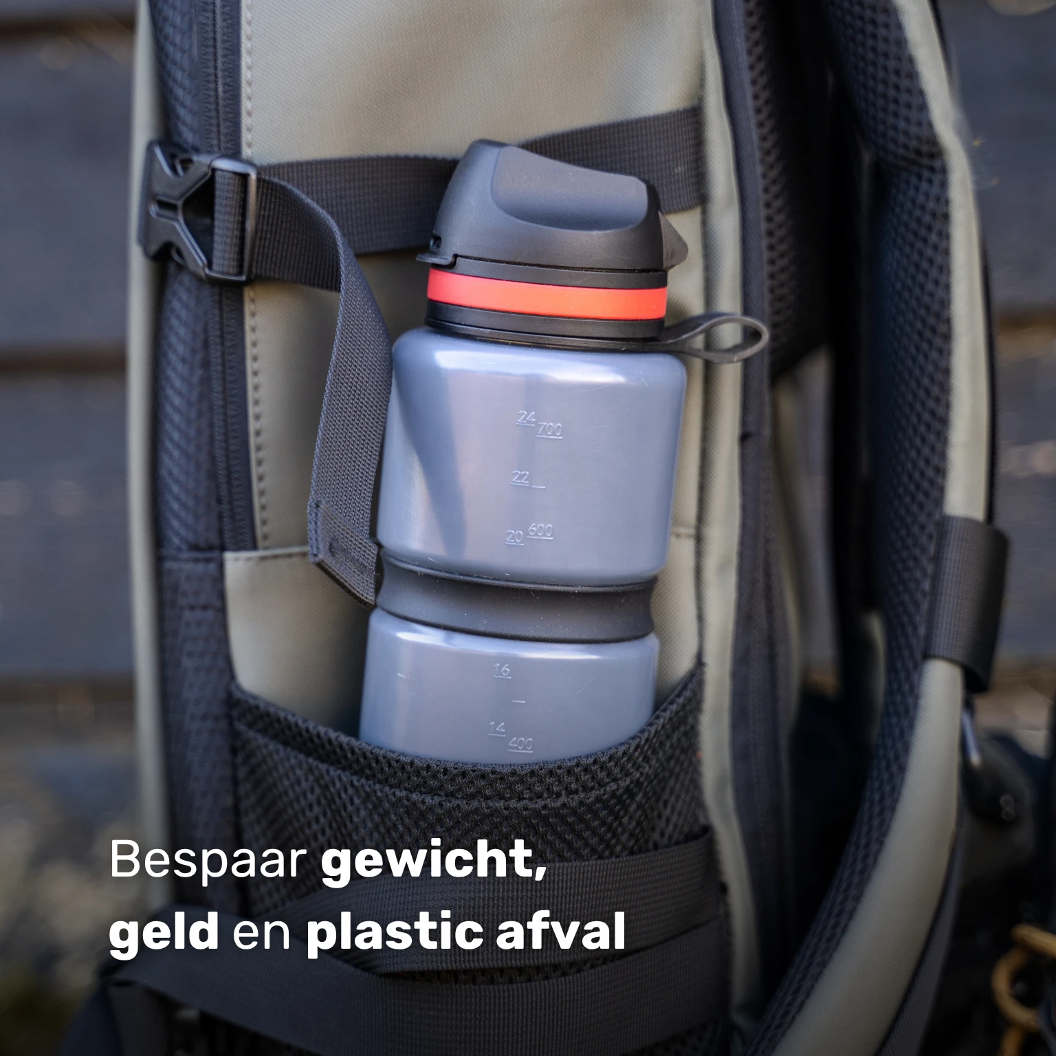 Water-to-Go Eco-Active 75cl outdoor waterfilter in rugzak – bespaar gewicht, geld en plastic afval onderweg